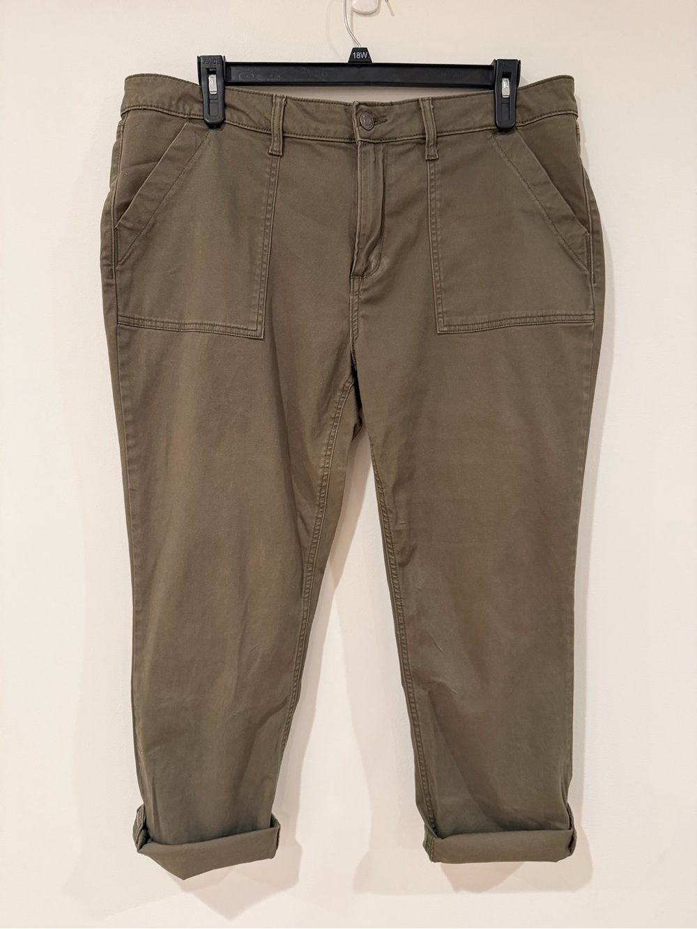 Olive Green Crop Utility Pants